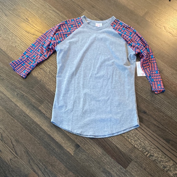 LuLaRoe Tops - Lularoe Randy T Shirt 3/4 Sleeve Small S New NWT Blue Gray Geometric